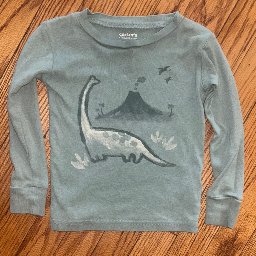 Carter's Kids Long Sleeve Dinosaur Tee - Gray
